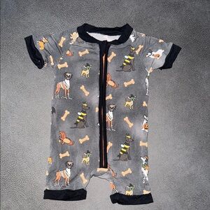 Bundle of Joy Gray Dog Print Romper